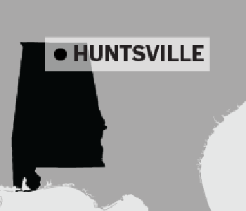 A Highlighted Map Of The State Of Alabama With A Dot For Huntsville