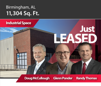 "Just Leased" Poster Of An Industrial Space Represented By NAI Chase's Doug McCullough, Glenn Ponder, And Randy Thomas