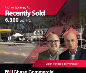 "Recently Sold" Poster Showcasing The Sale Of A 6,300 Square Foot Office Space Witht Eh Faces Of NAI Chase's Glenn Ponder And Terry Ponder